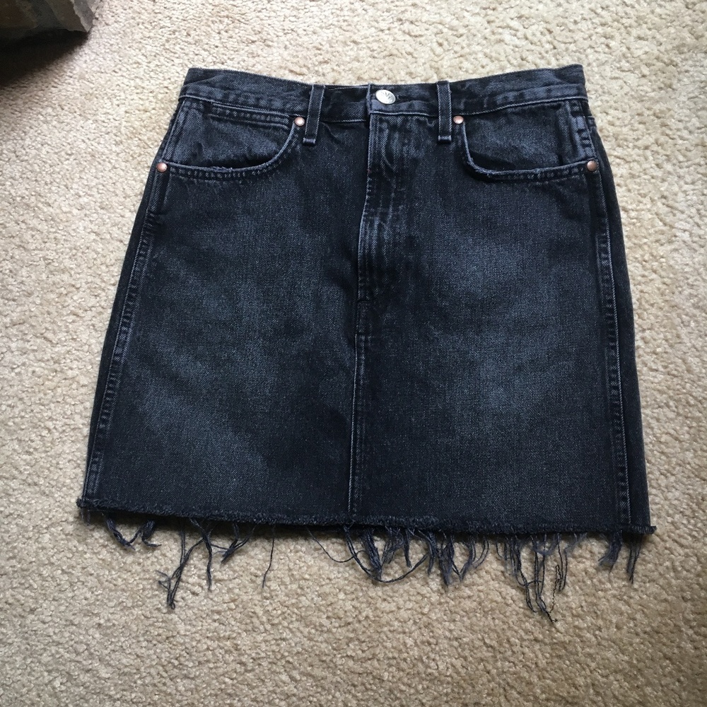 rag & bone Black Denim Skirt